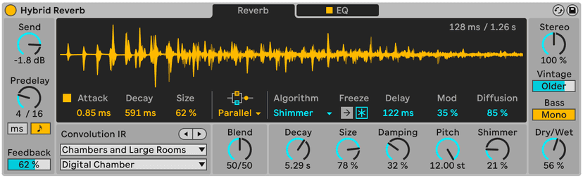 Hybrid Reverb's convolution engine, loaded with a Digital Chamber impulse response