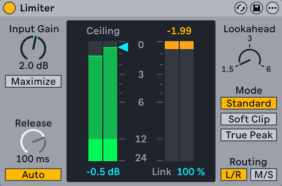 A limiter with ceiling, release, lookahead and a true-peak mode - the last thing in the chain