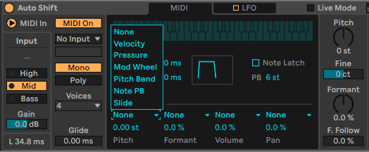 Ableton Live course notes - Auto Shift