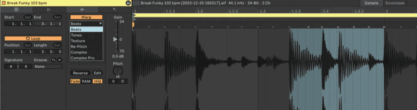 Ableton Live course notes - Session and Arrangement View, Workflow and Warping Basics