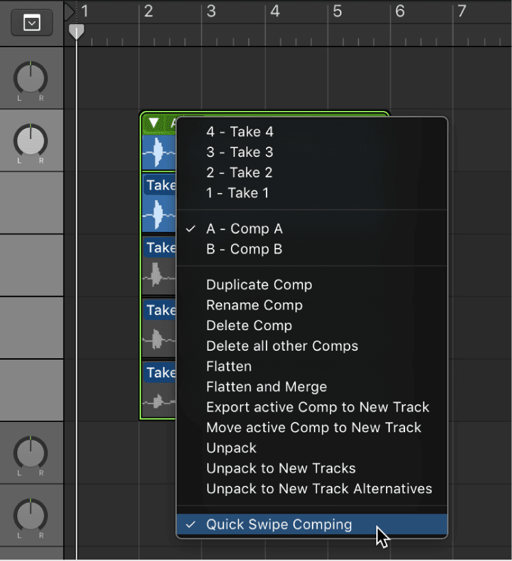 Logic Pro course notes - Comping