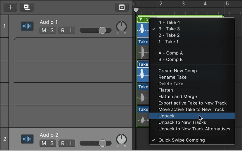 Logic Pro course notes - Comping