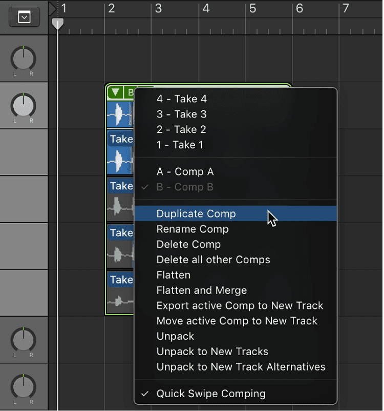 Logic Pro course notes - Comping
