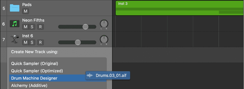 Logic Pro course notes - Create tracks in a project