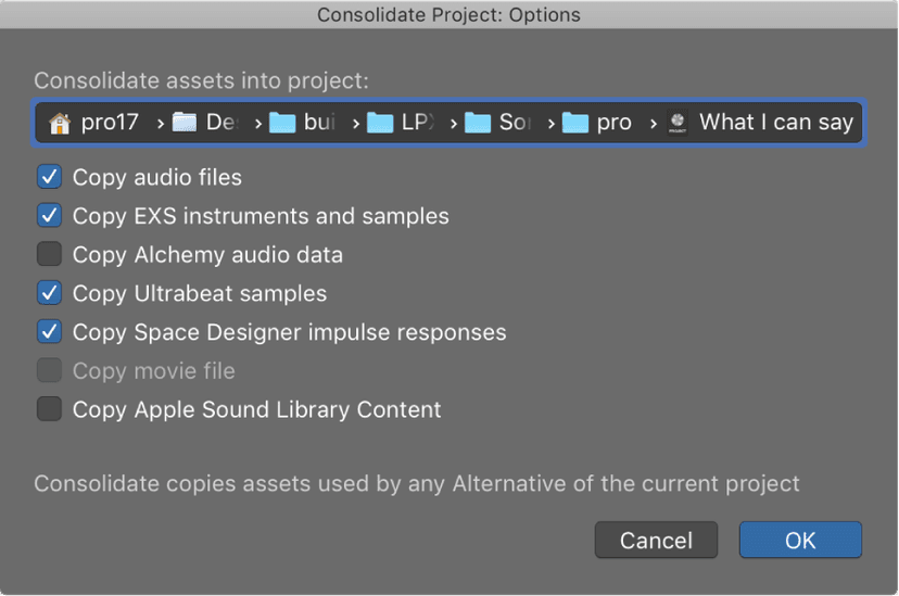 Logic Pro course notes - Editing Audio & Managing Projects
