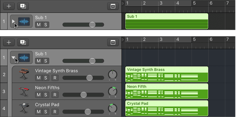 Logic Pro course notes - Folders and Track Stacks