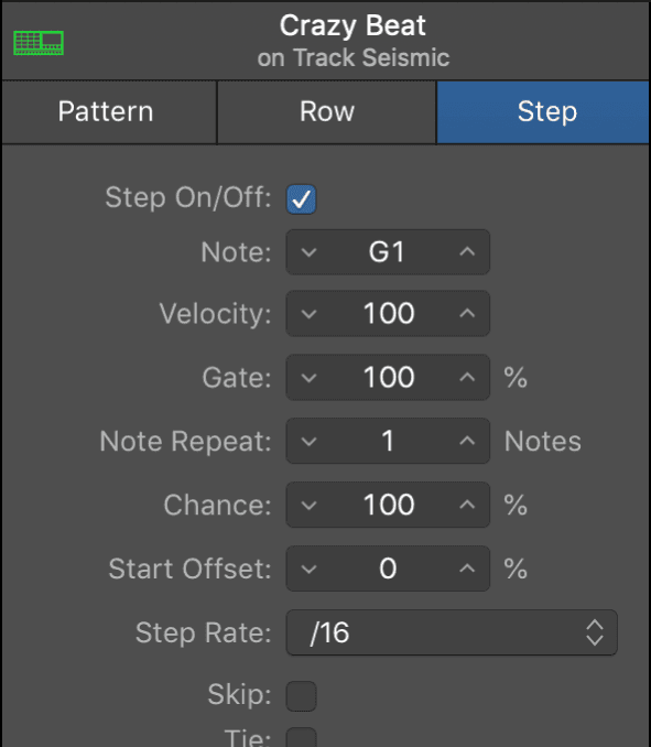 Logic Pro course notes - Making Beats In Step Sequencer