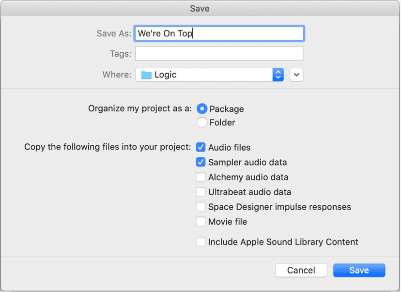 Logic Pro course notes - Projects- The Basics