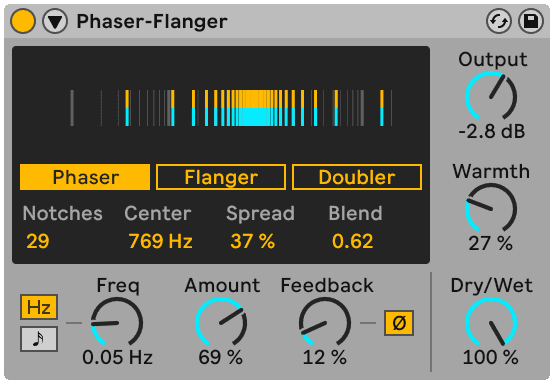 A combined phaser and flanger, with the notch pattern drawn across the spectrum as it sweeps